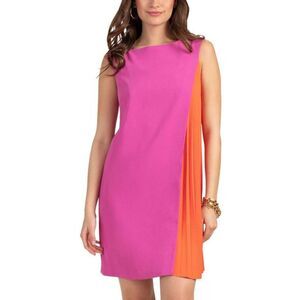 Trina Turk Briella 2 Mini Dress Colorblock Pleated - Pink/Orange Sz 4 Orig. $278